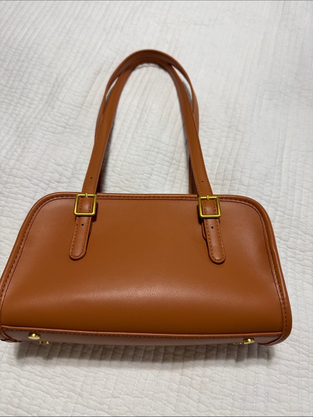 Madison West Caramel Shoulder Bag with Gold Hardware